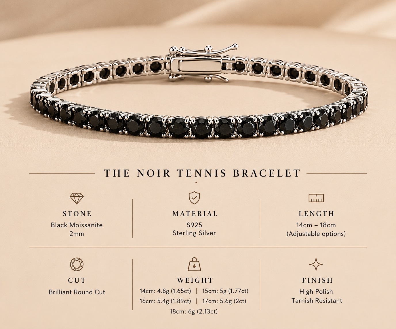 The Noir Tennis Bracelet